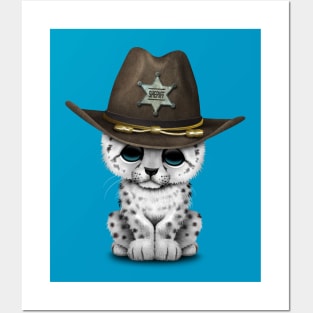 Cute Baby Snow Leopard Cub Sheriff Posters and Art